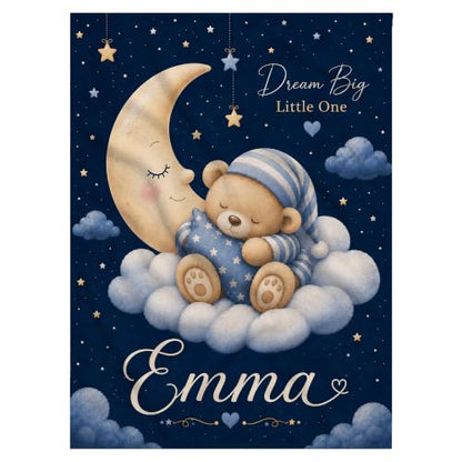 Personalized Baby Blanket With Name, Custom Baby Blankets Gift for Boy Girl - color: Night Navy, size: Bear