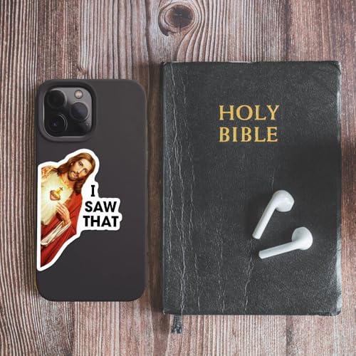 Jesus I Saw that Stickers 3Pcs Decals Vinyl Waterproof - Journaling Jesus Christian Stickers for Water Bottles, Phone Laptop (I Saw that) - color: I Saw That