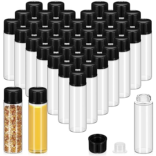 Lallisa 80 Pcs 7 ml Glass Vials with Screw Caps, Leakproof Small Glass Bottles Bulk, Mini Sample Vials with Plastic Stopper for Essential Oils, Sample, DIY Craft (Clear with Black Cap) - color: Clear with Black Cap, size: 7 ml