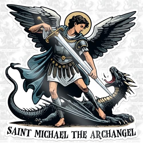 Saint Michael The Archangel Sticker Catholic Stickers St Michael Decal Dragon Waterproof Vinyl Decal for Water Bottles Tumbler Laptop Car Kindle - Gift for Girl Boy - size: 1.5" 2" 3" 4" 5" 6" 7" 8" 9" 10" 11" 12"