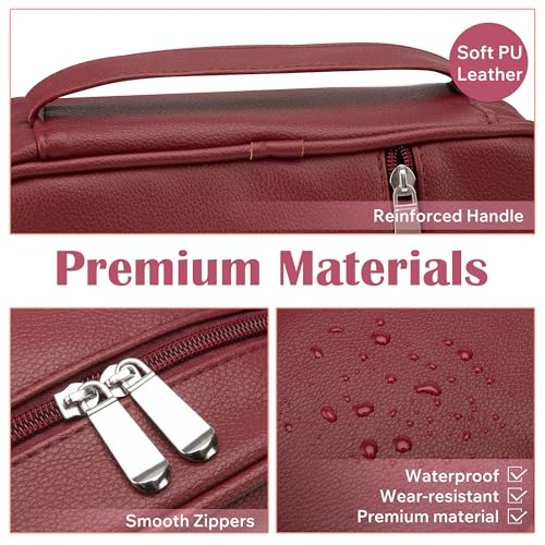 Small Bible Cover Case for Women and Men, 9x6 PU Leather Bible Sleeve, Compact Travel Bible Carrier Bag with Front Pen Holders, Zipper Closure, Inner Pockets - Burgundy Red - color: Burgundy Red, size: 9''x6.5''