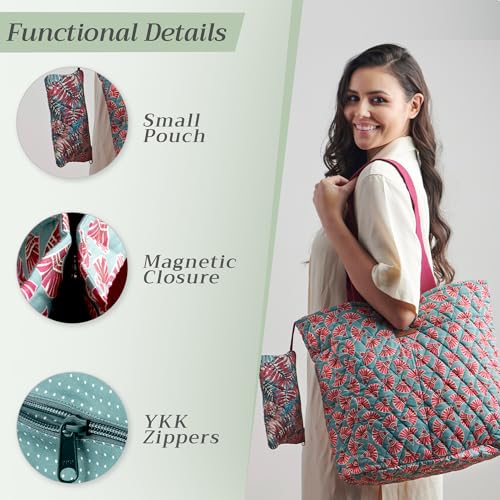 Maison d' Hermine Shopping Bags Cotton Quilted Tote Bag with Zipper Pockets - color: 033 - Bamako - Bakary