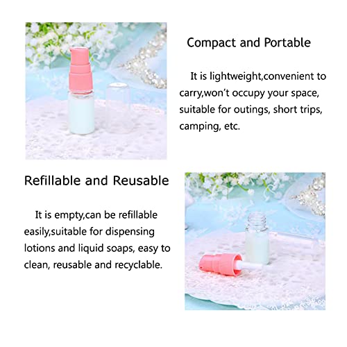 6PCS 10ML 0.34oz Transparent BPA Free Empty Portable Pump Press Push Bottles Jars Containers For Serums Skin Care Foundations Lotion Cream Cosmetic Liquid Essential Oils Toiletries