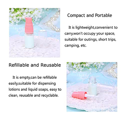 6PCS 10ML 0.34oz Transparent BPA Free Empty Portable Pump Press Push Bottles Jars Containers For Serums Skin Care Foundations Lotion Cream Cosmetic Liquid Essential Oils Toiletries