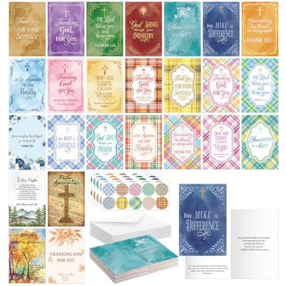 Affrolling 50 Pack Christian Ministry Appreciation Cards Bulk with Envelope - style: Ministry Assorted Style