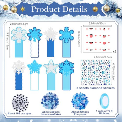 Funrous 48 Sets Crafts Kit Paper Crafts DIY Make Your Own Hanging Ornaments with Pompoms Diamond Stickers for Holiday Classroom Activities Party Favors, Bookmark - style: Bookmark