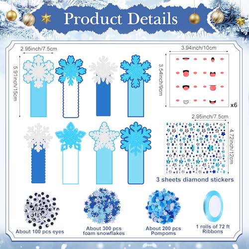 Funrous 48 Sets Crafts Kit Paper Crafts DIY Make Your Own Hanging Ornaments with Pompoms Diamond Stickers for Holiday Classroom Activities Party Favors, Bookmark - style: Bookmark