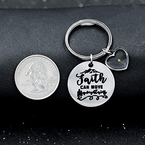 Uloveido Stainless Steel Faith Cross Keychain & Jesus Loves Me Christian Keyring Mustard Seed Charms Religious Jewelry - style: Faith Can Move-heart