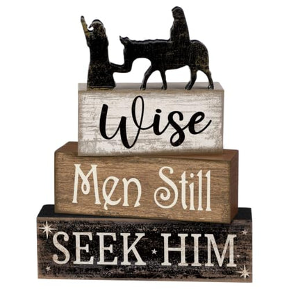 Lineshading 4 Pcs Christmas Nativity Wooden Blocks Wise Men Table Decor - style: Wise Men