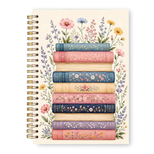 Vintage Floral Books Notebook Gift Book Lover Teacher Coworker - color: Floral Books