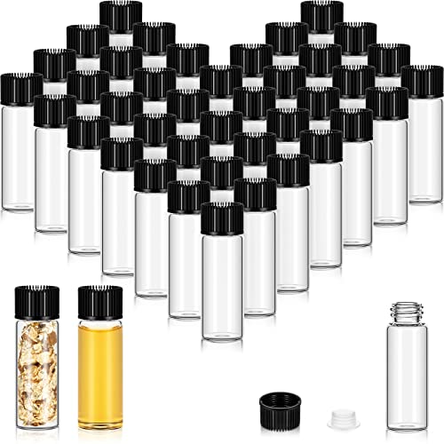 Lallisa 80 Pcs 5 ml Glass Vials with Screw Caps, Leakproof Small Glass Bottles Bulk, Mini Sample Vials with Plastic Stopper for Essential Oils, Sample, DIY Craft (Clear with Black Cap) - color: Clear with Black Cap, size: 5 ml