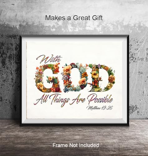 Bible Verse Quotes Wall Decor - Rustic Farmhouse Decor God Wall Art - Shabby Chic Christian Gifts for Women, Woman, Teen Girls - Motivational Scripture Decoration - Religious Sayings