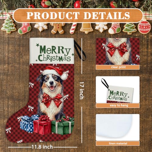 Australian Shepherd Red Buffalo Plaid Christmas Stockings 16 Inch - color: Christmas10