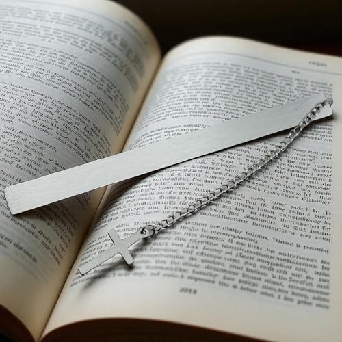 Metal Bookmark with Cross Charm Slim Durable Stainless Steel Gift Box - style: Cross Bookmark