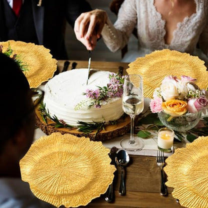 LIYH 8Pcs Gold Charger Plates, 13 Inch Plastic Round Chargers For Parties - color: Irregular Gold, size: 8Pcs