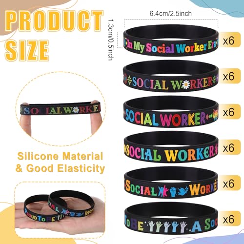 Kenning 100 Pcs Social Work Month Appreciation Gifts Set Includes 50 Social Work Rubber Bracelets Silicone Wristbands and 50 Button Pins Badges for Worker Volunteer Coworker Appreciation