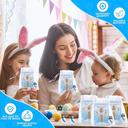 Barydat 75 Set Blue Mini Jesus Figures with Prayer Cards and Organza Bags - color: Blue