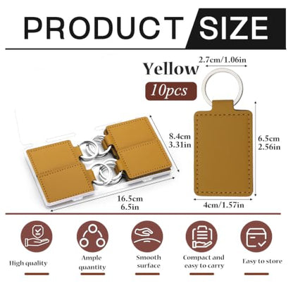 Leather Keychain Blanks, 10 Pcs Laser Engraving Blanks Keychains Bulk - color: Yellow-10 Pcs