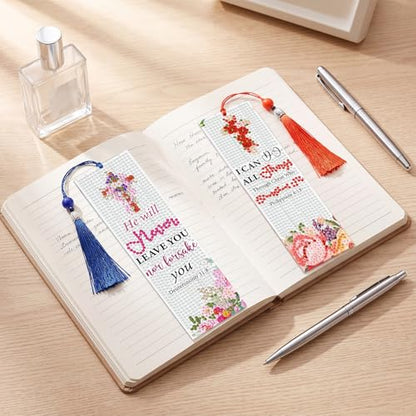 Sinload 10 Pcs Diamond Art Bookmark Christian Bible Verse Bookmarks Kits - style: Christian