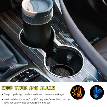 Ohleats 2 PCS Car Cup Coaster, 2.75 Inch Silicone Non-Slip Auto Cup Holder Insert Coasters, Universal Recessed Drink Cup Mat for Most Vehicles, Interior Decor Car Accessories (Black)