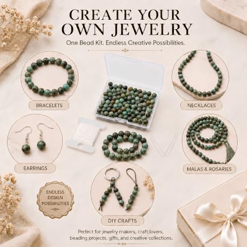 Cherry Tree Collection 100PCS 6mm African Turquoise Round Bead Craft Kit - color: african turquoise, size: 6mm