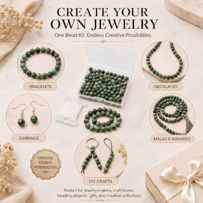 Cherry Tree Collection 100PCS 6mm African Turquoise Round Bead Craft Kit - color: african turquoise, size: 6mm