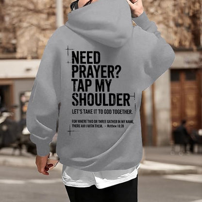 Christian Hoodies for Men Jesus Cross Casual Tops - color: Grey, size: Large