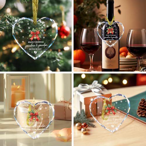 Pregnancy Announcement Ornament 2027, Grandma & Grandpa, Baby Announcement Glass Heart Ornament, See You in 2027 New Grandparents Keepsake - style: See You in 2027