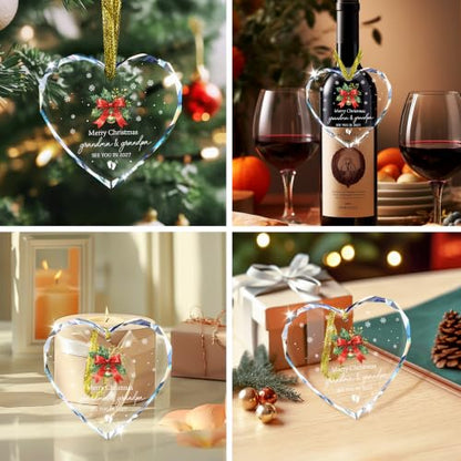 Pregnancy Announcement Ornament 2027, Grandma & Grandpa, Baby Announcement Glass Heart Ornament, See You in 2027 New Grandparents Keepsake - style: See You in 2027