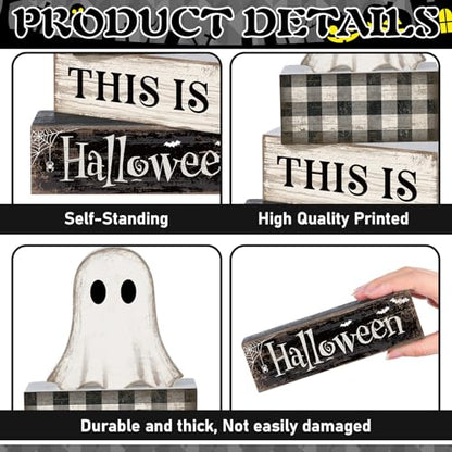 Lineshading 4 Pcs Halloween Table Decor For Home Ghost Tiered Tray Decor - style: Boo Coffee Ghost