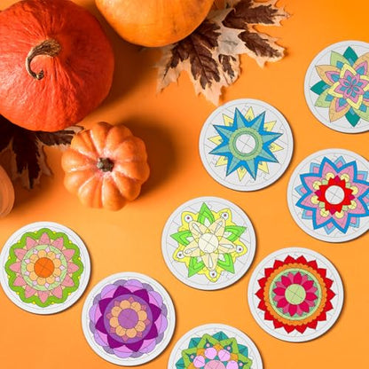 Cinrobiye 24 Pcs Diwali Mandala Coloring Jigsaw Craft Kits, Festival of Lights DIY Puzzle Activities for Classroom, Cultural Events, Holiday Party Favors, Creative Art Supplies - color: Mandala