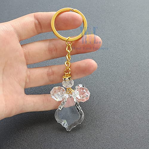 WE 12 Pcs Angel Crystal Keychains, Organza Bag Wedding Party Favors