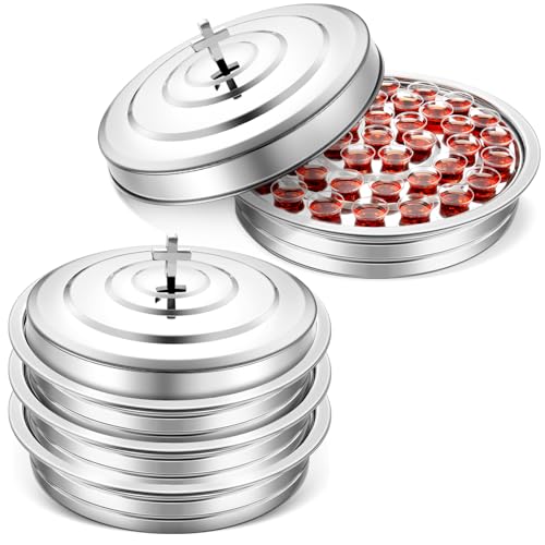 Jingmore Communion Ware 3 Holy Wine Serving Trays with 1 Cover, Silver - color: Silver