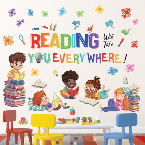 DECOWALL Reading Quote Wall Decals Stickers Classroom School Art (SG2-2404) - color: Multicolor
