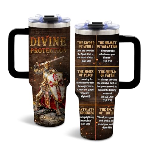 DUUV Armor of God Tumbler 40oz, Insulated Christian Cup Gift for Man Women - color: Armor Of God
