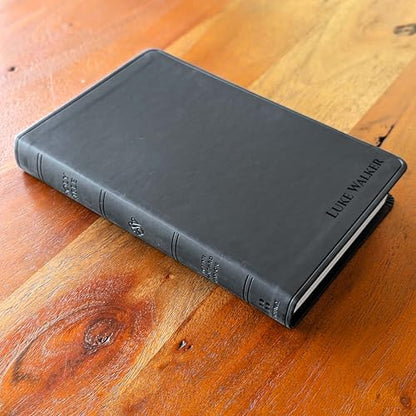 Personalized ESV Large Print Value Thinline Bible – Black TruTone Faux Leather | Custom Name Engraved | English Standard Version with Concordance, 10 pt Font & Double-Column Layout (Name Only)