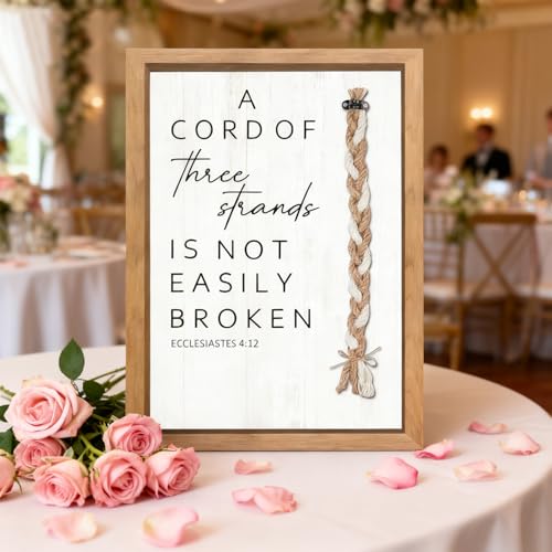 A Cord of Three Strands Wedding Ceremony Sign 15"x10" Natural - color: Natural-WeddingCordSign, size: 15X10Inches
