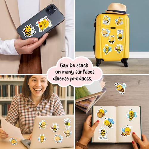 BEATRI Positive Bee Stickers 50Pcs Waterproof Vinyl Bee Decorations - color: Bee Stickers