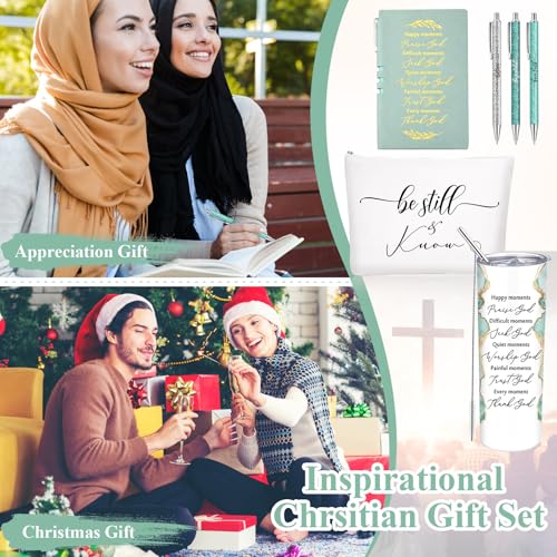 Domensi 6 Pcs Christian Gifts Set, 20 oz Tumbler Notepad Pens, Green - color: Green