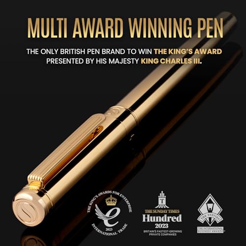 Scriveiner Gold Rollerball Pen - Stunning Luxury Pen, Real Gold Plating, Schmidt Ink Refill, Best Roller Ball Pen Gift Set for Men & Women, Professional, Executive Office, Nice Pens - color: 11. Gold