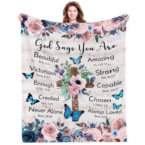 Christian Blanket Gifts for Women, Birthday Gifts for Christians Blanket, Spiritual Religious Blankets for Girls, Throw Blanket for Holiday, Couch, Gift for Holiday 60x80in - color: Christian01, size: 60x80 inch