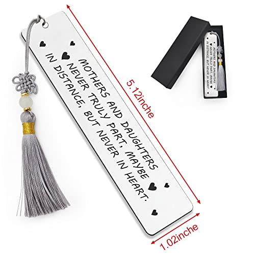 Ptzizi Mothers and Daughters Never Truly Part, Inspirational Metal Engraved Bookmark with Tassel Mom Bookmark Clip for Mother Mama Birthday Mother's Day Thanksgiving's Day Christmas Gifts - color: Mothers and Daughters