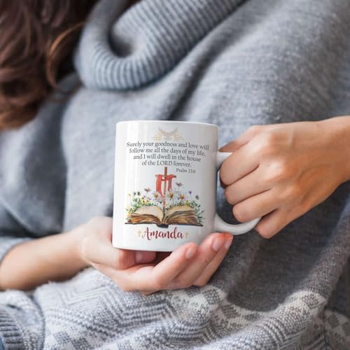 Bible And Daisy Coffee Mug, Customized Name Christian Cup, Gift For Daughter, Religious Themed Accent Mug 11oz 15oz, Personalized Cross Ceramic Cup, Custom Bible Verse Mug - color: XUA-624-2337-Daisy Bible With Dove