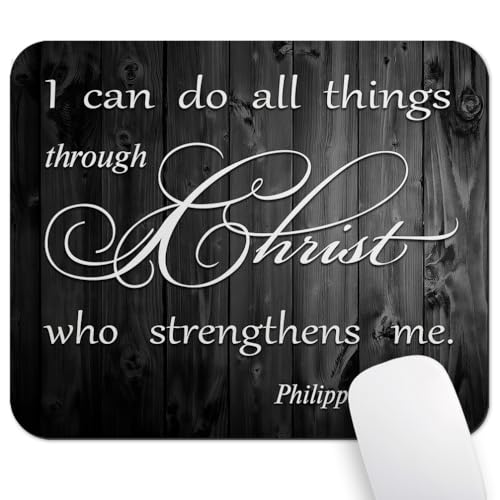 I Can Do All Things Through Christ Mouse Pad, Rustic Black Wood Desk Mat - color: Custom Designs Art 035