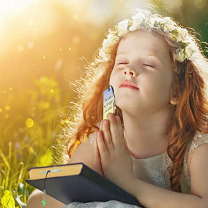 30 Pcs Christian Bible Verse Bookmarks for Kids with Cross Pendants