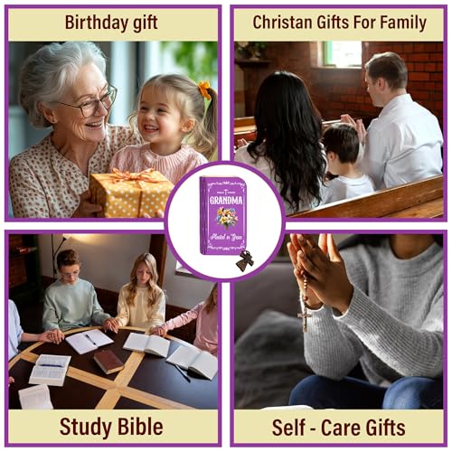 Bible Verse Box for Grandma – 150 Inspirational Scripture Cards in Wooden Box for Stress, Love, Peace & Tiredness – Christian Gift for Women - color: Grandma Bible