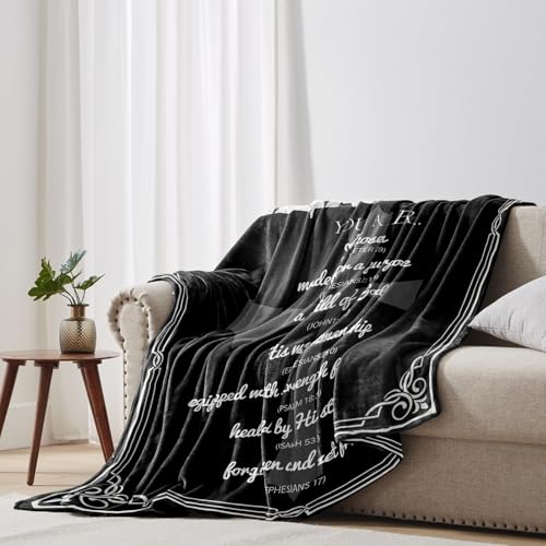Fathers Day Christian Gifts for Men, Religious Confirmation Sponsor Gifts for Men Blanket 50"x60", Spiritual Inspirational Catholic Baptism Bible Faith Based Gift, Encouragement Gift for Man of God