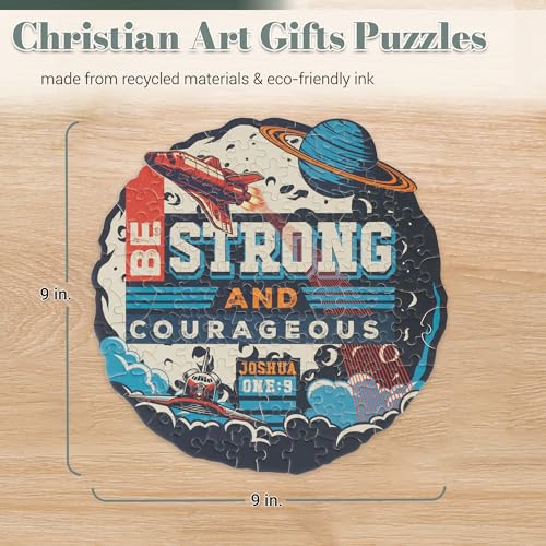 Christian Art Gifts 140 Piece Mini Jigsaw Puzzle: Strong and Courageous - color: Strong & Courageous Outer Space