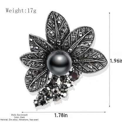 Brooch Pins For Women Fashion Elegant Brooches Lapel Badges Coat Sweater Scarves Shawl Dress Accessory Wedding Party Prom Jewelry - color: Black-Style7