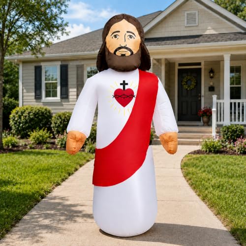 5.9FT Jesus Christ Inflatable Outdoor Decorations with LED Lights - color: Jesus